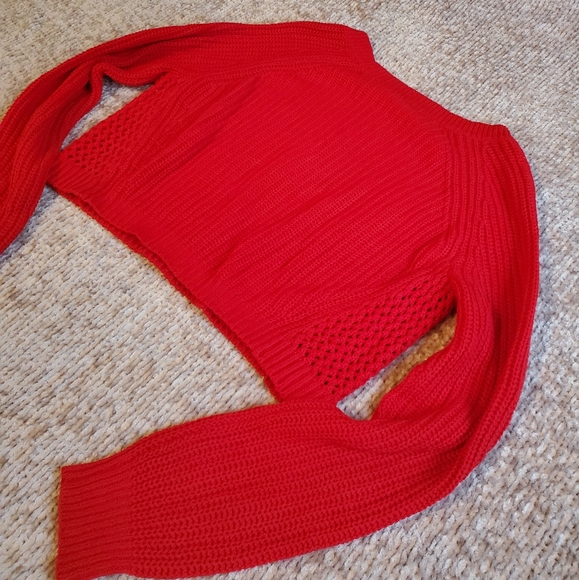 Express Cropped Red Sweater - Picture 5 of 6
